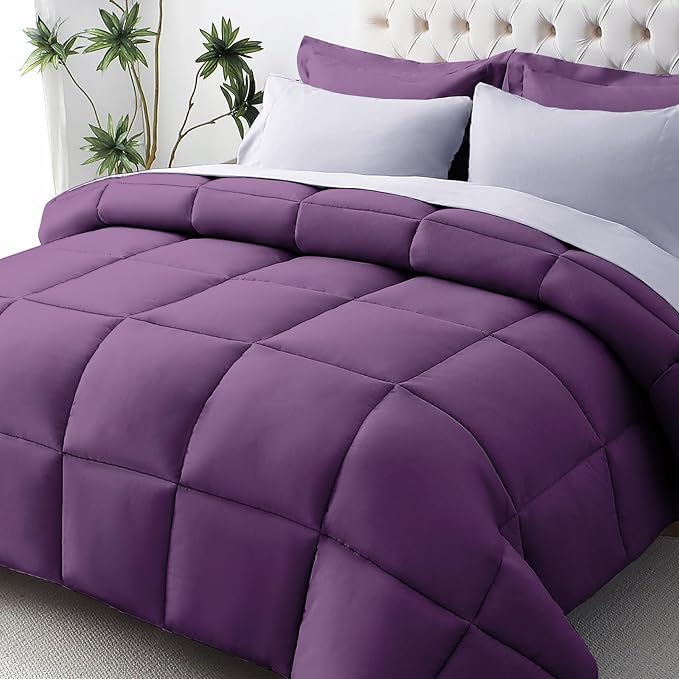 JOLLYVOGUE King Comforter Set, Ultra-Soft Bed in a Bag King Size 7 Pieces, Oeko-TEX Certified Bedding Set with Down Alternative Comforter, Sheets, Pillowcases & Shams, Purple & Lavender