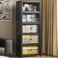 SAILUN 81Gal/325Qt Stackable Storage Bins Folding Collapsible Storage Bins with Lid, Closet Organizers and Storage Box with Door Black 22" W x 13" D x 62" H