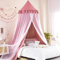 Kertnic 31.5inch Large Dome Bed Canopy for Girls, Double Layer Dreamy Ruffle Princess Canopy, Bedroom Hanging Tent Kids Reading Nook Canopies,Full Queen Bed Canopy Curtain (Dark Rusty-Pink)