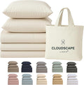 Cloud Scape Linen 100% Egyptian Cotton Split King Sheet Set for Adjustable Bed,400 Thread Count, 5 Pcs Bedding Set, Soft, Breathable and Durable, Deep Pockets up to 17, Ivory