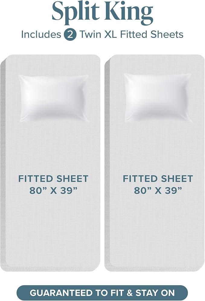 Bare Home Hotel Luxury Split King Sheet Set, Extra Soft - 7 Piece Set - Deep Pockets - Easy Fit - Cooling & Breathable - Wrinkle, Fade, Stain Resistant - Includes 4 Pillowcases (Split King, Black)