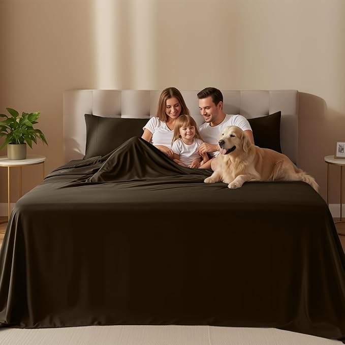 Utopia Bedding Queen Sheet Set – 4 Piece Bed Sheets for Queen Size Bed, Soft and Breathable Microfiber, Includes 1 Fitted Sheet, 1 Flat Sheet and 2 Pillowcases (Brown)