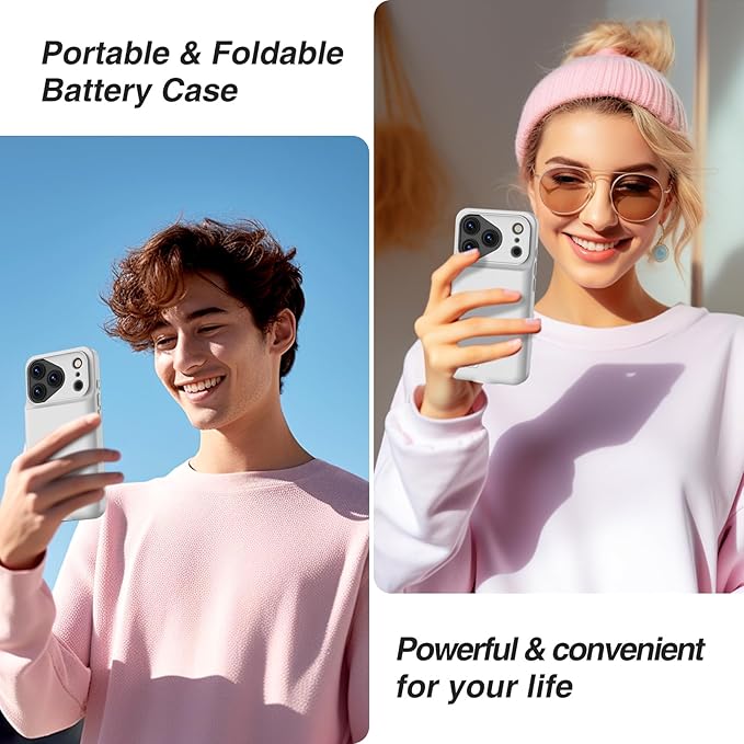 Battery Case for iPhone 17 Pro, Charging Case Charger 8500mAh Ultra-Slim Lightweight Powerful Battery Pack 15W Fast Rechargeable Anti-Fall TPU Juice Box for iPhone 17 Pro (6.3") Grey