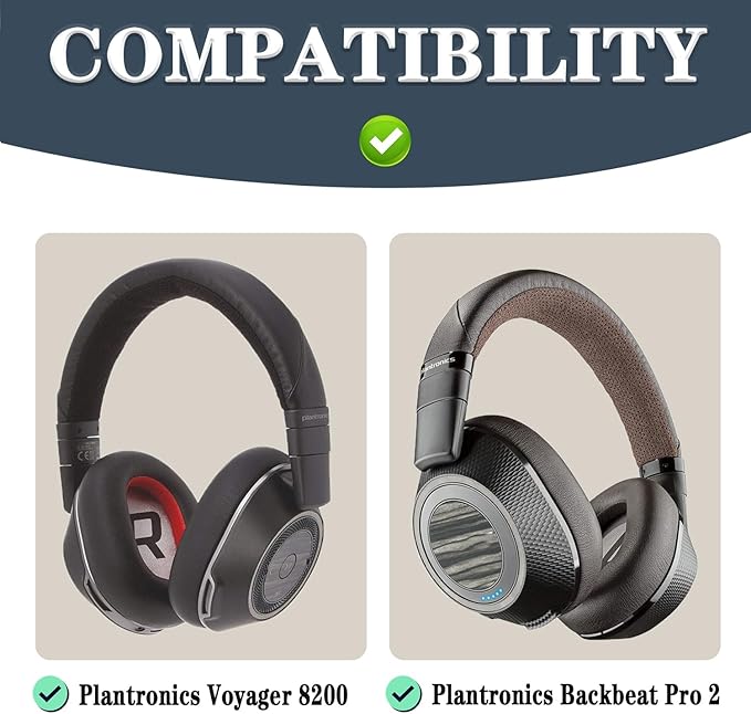 Replacement Earpads Compatible with Plantronics Voyager 8200 UC/Plantronics Backbeat Pro2 Headphone, Headphone Ear Pads Ear Cushions, Ear Cups Cover Repair Parts-Black