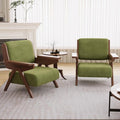 Accent Chair Set of 2, Mid Century Modern Chair, Velvet Upholstered Lounge Arm Chair with Solid Wood, Cozy Seating for Living Room, Bedroom, Balcony (Green)