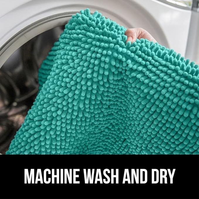 GORILLA GRIP Bathroom Rug Sets, Soft Chenille 2 Piece Area Rugs Set, Toilet Base Mat and 30x20 Carpet, Absorbent Microfiber Washable Mats Dry Quickly, Home Décor and Bath Room Accessories, Turquoise