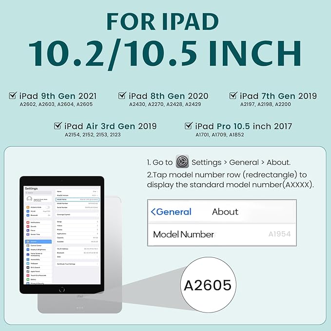 OYEEICE for iPad 9th Generation Case with Keyboard - Detachable Wireless Backlit Keyboard, Upgraded Magnetic Cover with Pencil Holder for iPad 9th/8th/7th Gen, iPad Pro 10.5" & iPad Air 3rd Gen - Teal