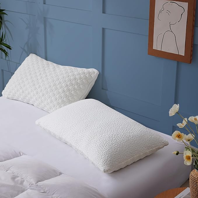Sophia & William Cooling Bed Pillow for Sleeping (Standard Size) Adjustable Shredded Memory Foam Pillow for Side, Back and Stomach Sleepeers