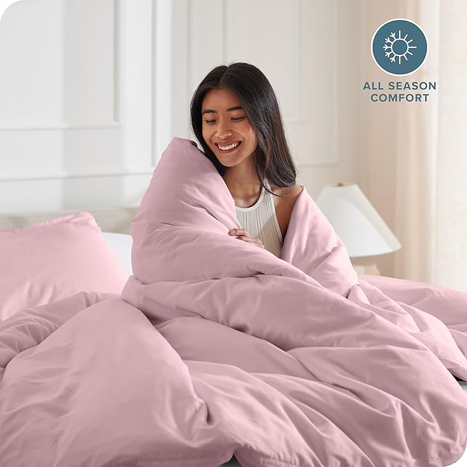 Bare Home Bedding Duvet Cover Extra Long Size - Premium 1800 Super Soft Collection - Lightweight, Cooling - Soft Breathable Bedding Duvet Cover (Twin/Twin XL, Dusty Pink)