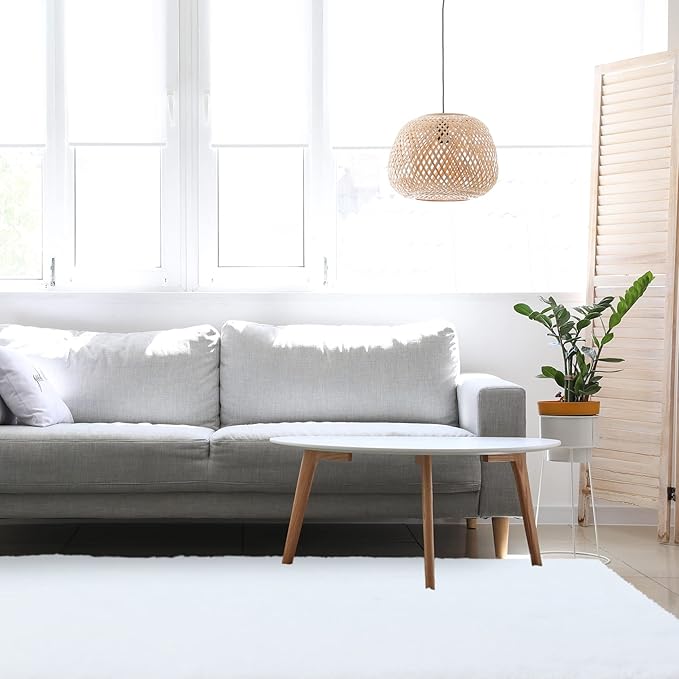 duduta White Soft Fluffy Rectangle Rug 3x5 ft, Shag Furry Plush Throw Rug for Bedroom Nursery Living Room Home Decor