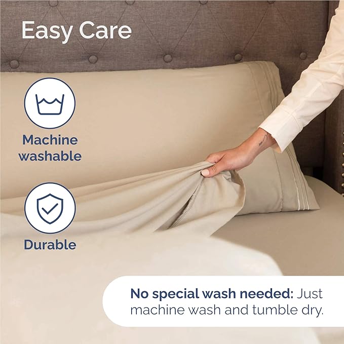 Full Size 4 Piece Sheet Set - Comfy Breathable & Cooling Bed Sheets Set - Hotel Luxury Bedding for Women, Men, Kids, Teens, Boys & Girls - Deep Pockets, Ultra-Soft and Wrinkle Free - Oeko-Tex - Cream