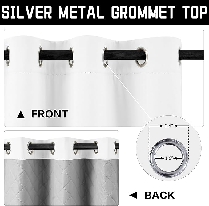 White 100% Blackout Curtains 3-in-1 Heavy Soundproof Curtains Thermal Insulated Drapes for Winter Grommet Doorway Curtains for Living Room Bedroom (1 Panel, White, 50" x 108")