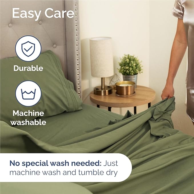 Full Size 4 Piece Sheet Set - Comfy Breathable & Cooling Bed Sheets Set - Hotel Luxury Bedding for Women, Men, Kids, Teens, Boys & Girls - Deep Pockets, Soft and Wrinkle Free - Oeko-Tex - Sage Green