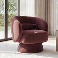 Swivel Accent Chair, Modern 360 Degree Swivel Barrel Chair with Arms & Curved Back and Lumbar Support Cushion, Comfy Round Single Sofa for Small Space, Living Room, Bedroom, Lavender Rayon