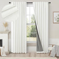 Pitalk Bedroom Blackout Curtains 63 Inches Long 2 Panel Thermal Curtain for Summer Heat Dining Living Room Darkening Back Tab Short Drapes for 62 Inch Window Length Boho Linen Textured Ivory Off White