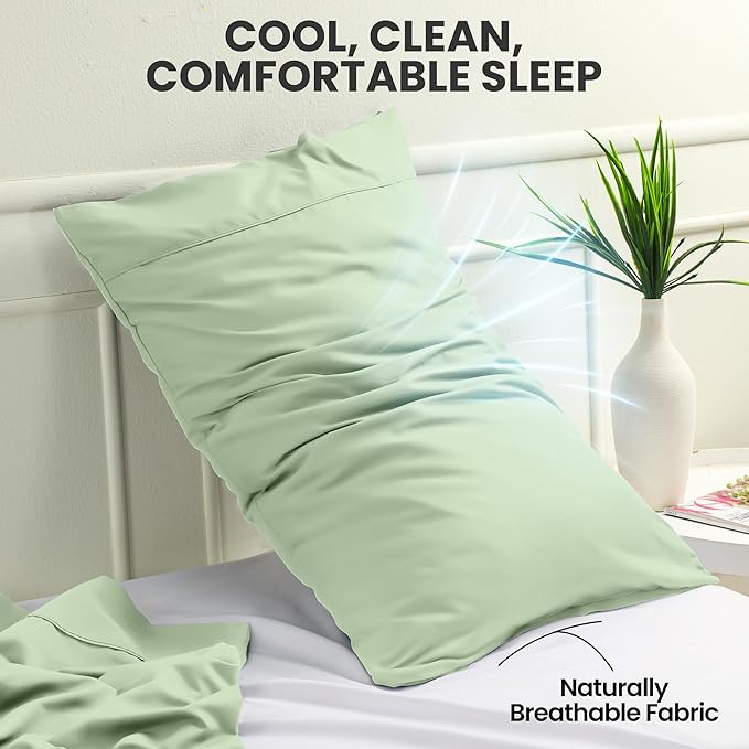 Pillow Covers by Utopia Bedding - Queen Size 2-Pack – Soft Brushed Microfiber – Perfect for Hospitals, Hotels, Guest Rooms – Oeko-TEX Certified, 20x30 Inches (Sage)