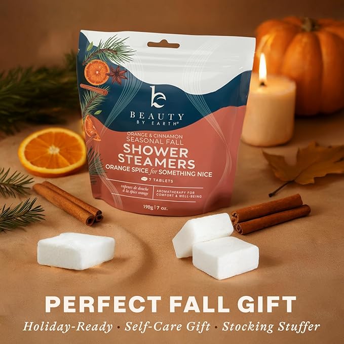 Shower Steamers Aromatherapy - USA Made with Orange & Fir Essential Oil, Boo Basket Stuffer, Fall Relaxation Gifts for Women & Men, Self Care Spa Day Essentials, Large Shower Tablets