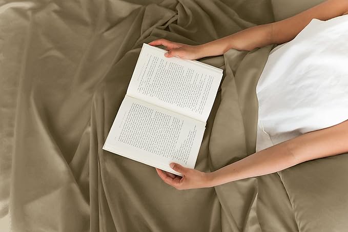 Full 6 Piece Sheet Set - Cooling, Comfy & Breathable - Hotel Luxury Bedding, Includes Fitted Sheet for Women, Men, Kids and Teens - 1 Flat, 1 Fitted Sheet, 4 Pillowcases with Deep Pockets - Khaki