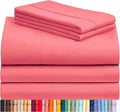 LuxClub 5 PC Sheet Set Bed Sheets Deep Pockets 16" Eco Friendly Wrinkle Free Cooling Machine Washable Hotel Bedding Silky Soft - Vermilion Split King