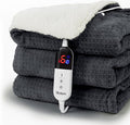Heated Blanket Electric Blanket Full Waffle,72x84 Inches Sherpa Fleece Fast Heating Blanket 6 Heating Levels & 10 Hours Auto Off ETL Certification,Charcoal Grey Full