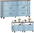 Farmhouse Furniture Set, Nightstands Set of 2 and 7 Drawers Dresser for Bedroom, 54 Inch Wide Wood Dresser and 24" Night Stands with Charging Station for Bedroom, Living Room, Hallway