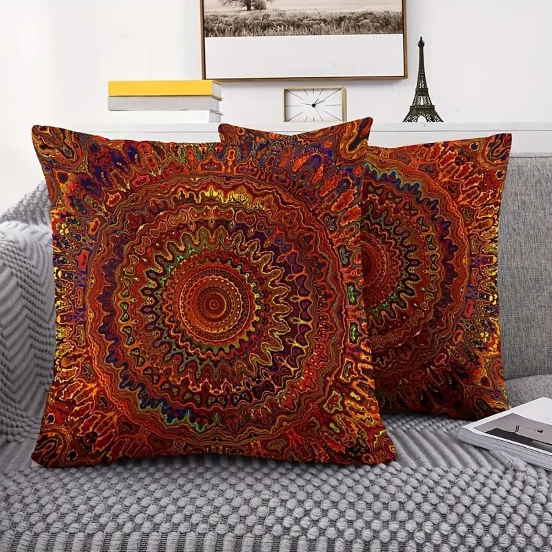 Decorative Linen Throw Pillow Covers, Mandala Pattern - Image 4