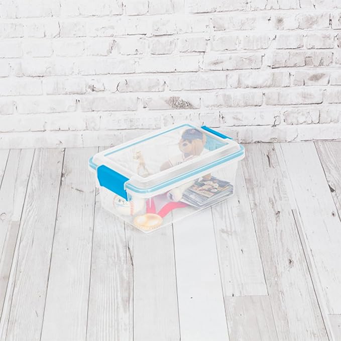 Sterilite 6-Pack Gasket Box, Weather-Resistant Storage Bins with Latching Lids, 7.5 Quart - Heavy-Duty Organizing Containers for Closet, Bathroom, and Office