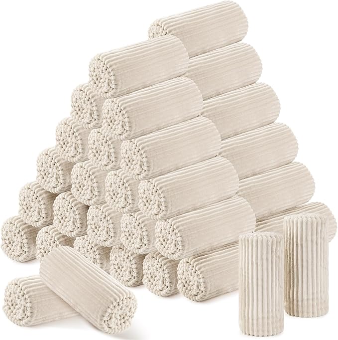 Buryeah 48 Pcs Flannel Throw Blanket Bulk 50 x 60 in Sleepover Blanket Outdoor Wedding Throw Lightweight, Oeko-tex Standard 100 Certified for Sofa Homeless Gifts (Beige)