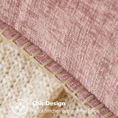MIULEE Pack of 2 Couch Throw Pillow Covers 16x16 Inch Blush Pink Farmhouse Decorative Pillow Covers with Stitched Edge Soft Chenille Solid Dyed Spring Pillow Covers for Sofa Bed Living Room