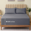 LuxClub 4 PC Extra Deep Pocket Full Sheet Set, Wrinkle Free Cooling Bed Sheets Hotel Bedding for Women, Men, Kids & Teens, Includes 1 Fitted Sheet, 1 Flat Sheet and 2 Pillowcases- Light Grey