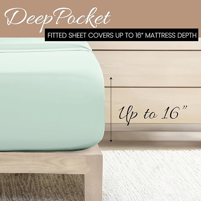 Linen Market Bed Sheets for California King Size Bed (Mint) - Sleep Better Than Ever with These Soft and Cooling California King Sheets - Deep Pocket Fits 16" Thick Beds - 4 Piece Cal King Sheet Set