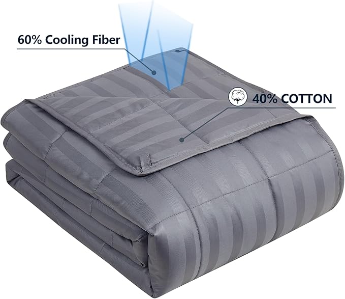 Weighted Blanket Queen Size (60"x80" 12lbs),Ultra Soft and Cozy Cooling Weighted Blanket Queen Size for Adult,Heavy Blanket with Machine Washable Soft Blanket, Stripe Grey