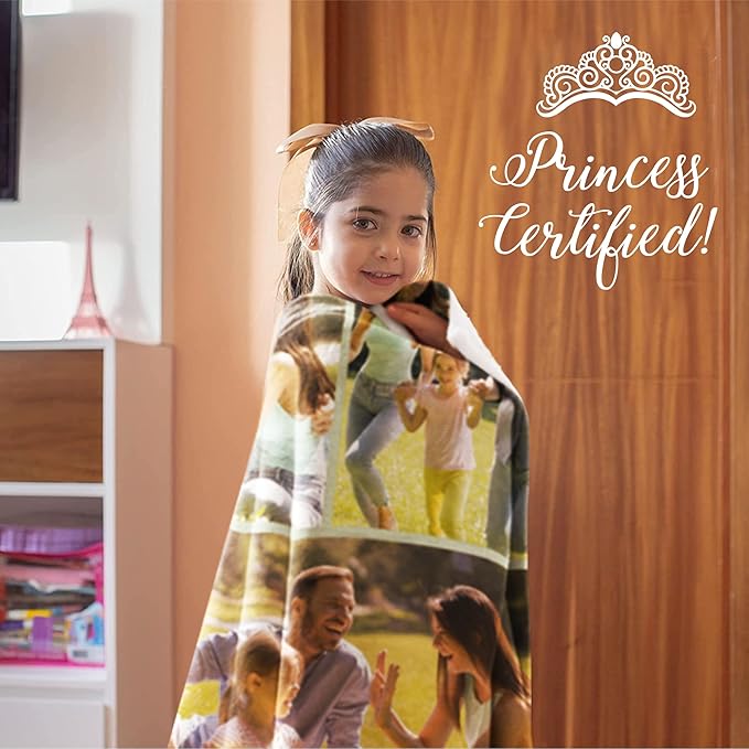 Ships Next Day, Custom Blanket with Picture - Printed in USA, Personalized Photo Blanket 3-Pic(Fleece – 96x120)
