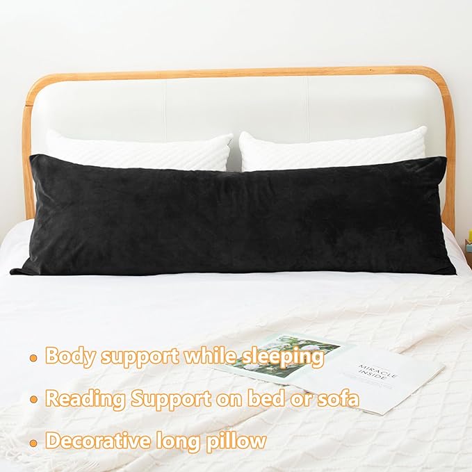 Body Pillow, Memory Foam Body Pillows for Adults Sleeping, Long Pillow for Bed, Big Large Firm Full Body Pillow for Side Sleeper, 20x54 Inch, Black
