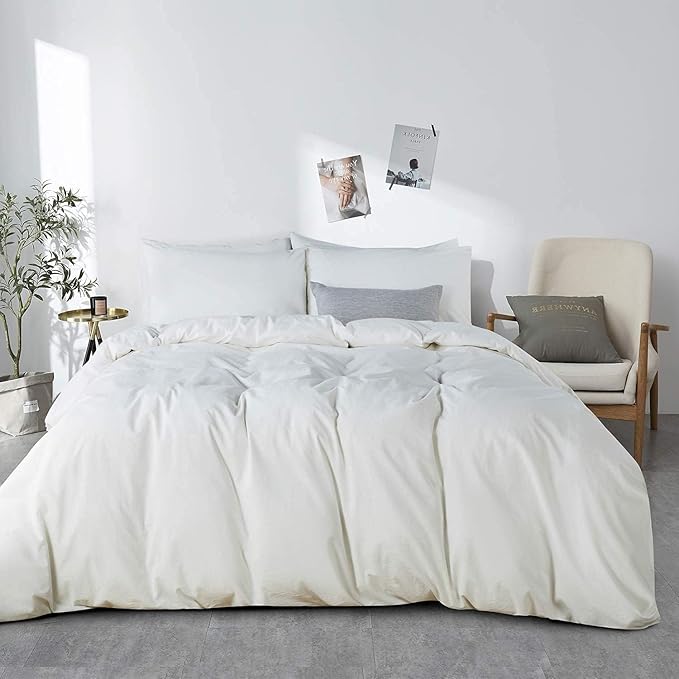 1000 Thread Count Super King Duvet Cover Set 100% Egyptian Cotton, True Luxury Hotel Quality 1 Duvet Cover with 2 Pillow Sham - 3 Pieces Comforter Cover with Zipper Closure (White)