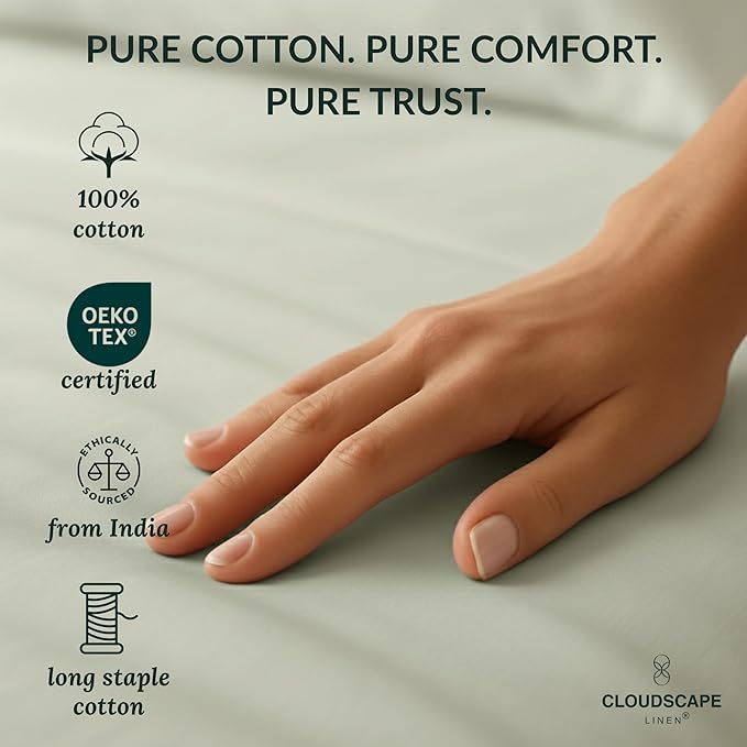 Cloud Scape Linen 100% Egyptian Cotton King Sheets Set – 400 Thread Count, 4-Piece Soft Hotel Quality Bedding Set,Deep Pockets up to 16”, Mineral
