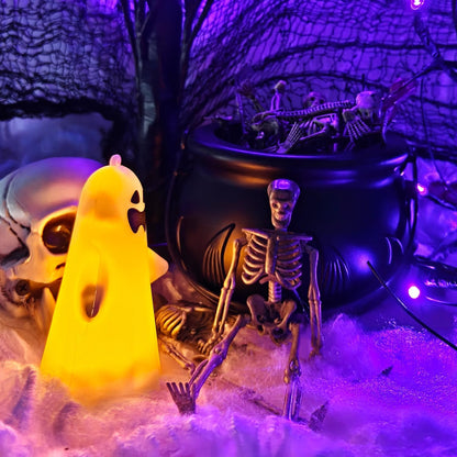 10 Pcs mini skeleton halloween decoration With hemp rope，6”small plastic posable halloween tiny skeleton figurines decor for Halloween Indoor Outdoor Graveyard Decor Haunted House Party Favors