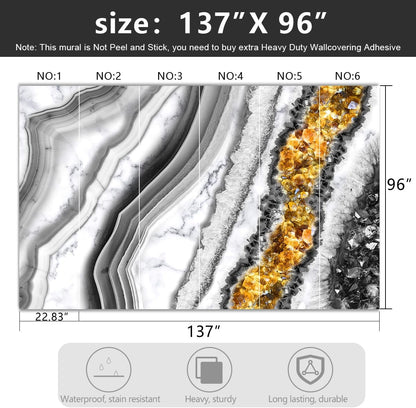 -Black and Gold Marbled Fabric Wallpaper Living Room Abstract Art Bedroom Bathroom Large Wall Mural- 137"x96"（ not Peel and Stick）