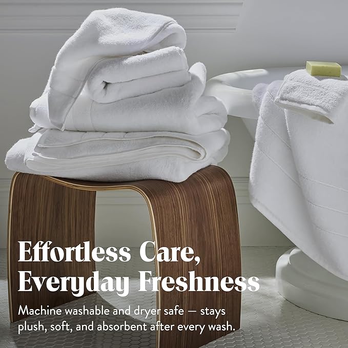 Brooklinen Super-Plush Turkish Cotton Washcloths Set of 2 Cotton, 820 GSM, Highly Absorbent, Machine Washable, Perfect for Home & Bathroom (13" x 13", Solid White)