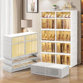 5-Tier Foldable Shoe Rack Organizer for Closet 20Pairs Plastic Collapsible Shoes Storage Box Clear Shoe Boxes Stackable with Door Easy Assembly Shoe Cabinet Bins with Lids Large