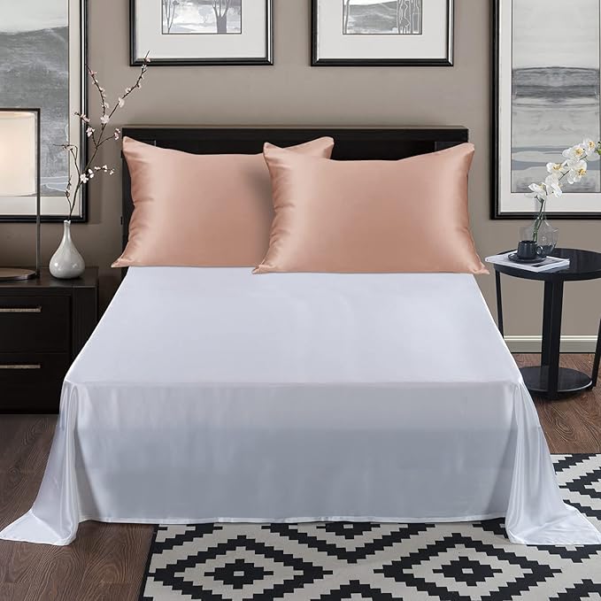 ALASKA BEAR Silk Pillowcase for Curly Hair and Skin Women Real Mulberry Silk Pillow Case Standard Single (1 Pack, Rose Gold)