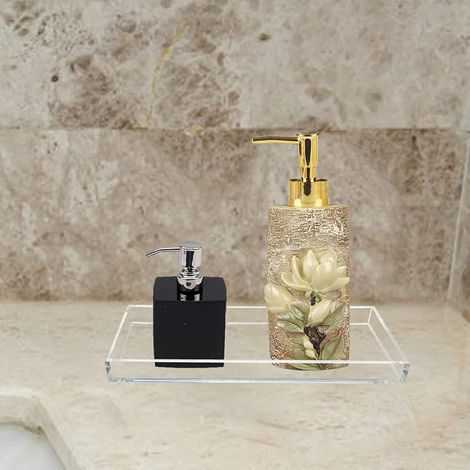 Bigfety Acrylic Vanity Tray for Organizing, Clear Bathroom Trays for Counter, Desk, Dresser