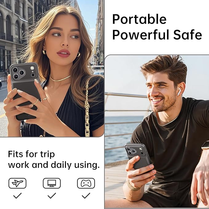 Battery Case for iPhone 17 Pro Max, Charging Case Charger 8500mAh Ultra-Slim Lightweight Powerful Battery Pack 15W Fast Rechargeable Anti-Fall TPU Juice Box for iPhone 17 Pro Max (6.9") Black