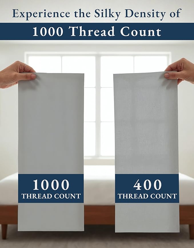 LANE LINEN 100% Egyptian Cotton Twin Sheets Set - 1000 Thread Count, Sustainably Produced Luxury Hotel Like Thick Twin Sheets, Naturally Temperature Regulating Machine Washable - Silver
