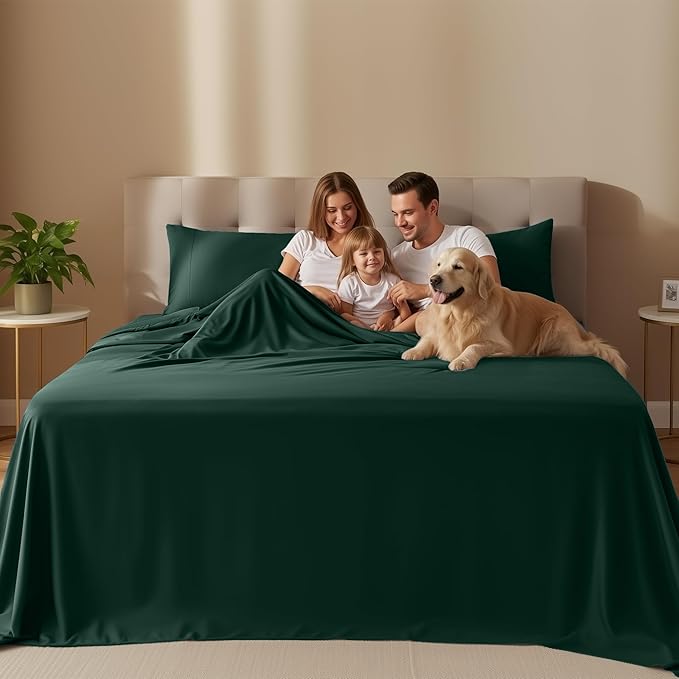 Utopia Bedding Queen Bed Sheets Set - 4 Piece Bedding - Brushed Microfiber - Shrinkage and Fade Resistant - Easy Care (Emerald Green)