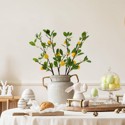 ucky Artificial Lemon Branches，4pcs of 27 Inch, Realistic Green Leaves and Yellow Lemon Fruit, Spring Summer Decoration Plants, Kitchen Decor Plant, Home Decor Plants，Greenery Stems