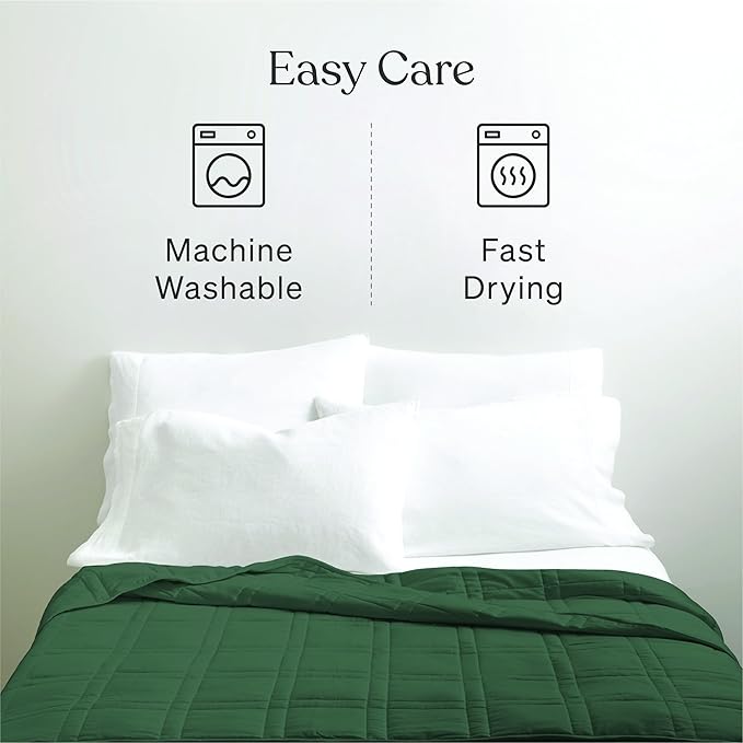 Baloo Weighted Blanket for Adults 15 lb (Spruce Green, 60"x80") | Cool & 100% Cotton | Machine Washable & Dryer Safe | Glass Microbead Fill