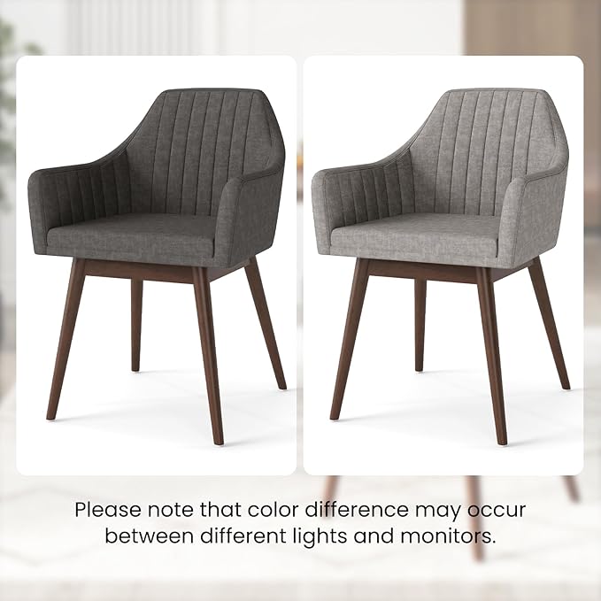 Giantex Upholstered Dining Chairs Set of 2, Mid Century Kitchen Chairs with Solid Wood Legs, Wrap-Around Backrest, Modern Accent Armchair for Living Room, Dining Room, Bedroom, Light Grey