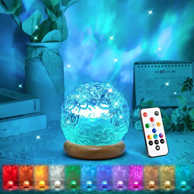 Trendy Valentine's Day Gifts for Teen,18 Colors Northern Lights Projector Mood Lighting,Dimmable Ocean Lamp,Night Light Projector Lights for Bedroom with Remote,Room Decor for Teen Girls-Birthday Gift