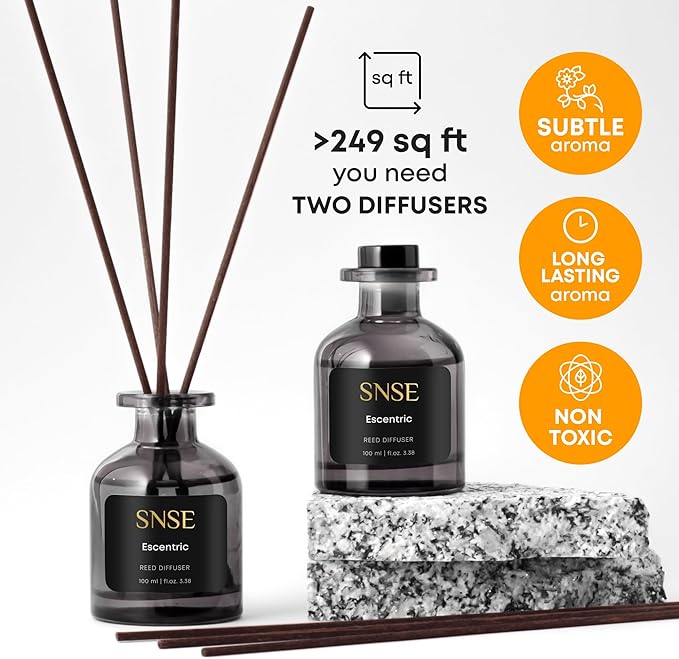 SNSE Escentric Perfumed Reed Diffuser Set - Premium Reed Diffusers for Home with Diffuser Reeds, Luxurious Gift Aroma, Sophisticated Scent, Ideal for Relaxation, Elegant Home Fragrance